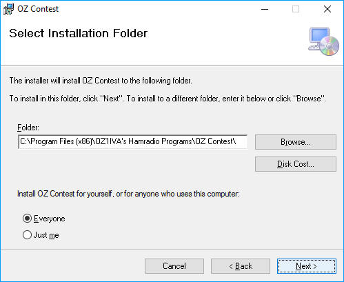 Select installation folder